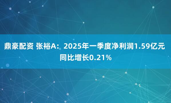 鼎豪配资 张裕A：2025年一季度净利润1.59亿元 同比增长0.21%