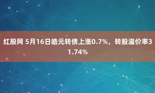 红股网 5月16日皓元转债上涨0.7%，转股溢价率31.74%